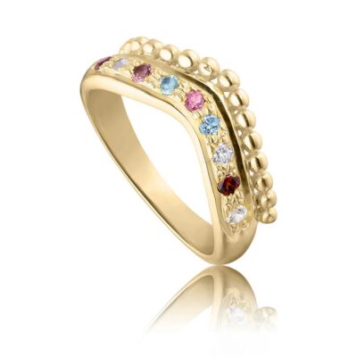 Ringe - ANCIENT - BYKJAERGAARD | anrg2513gtubt / anrs2513gtubt | Ancient ring m. blå topas, pink turmalin, granat & hvid topas