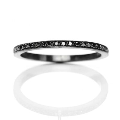 WILLE JEWELLERY | ER625-BL | COSMOS Black Diamond ring - sort sølv